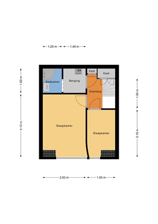 Floorplan - Wallisweg 12B02, 3027 GW Rotterdam